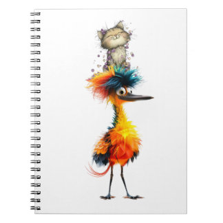 Colorful Bird Spiral Notebook, Whimsical Bird Love Notebook