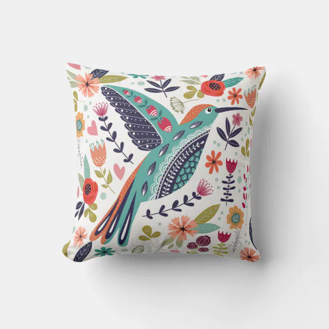 Colorful Bird Throw Pillow Zazzle
