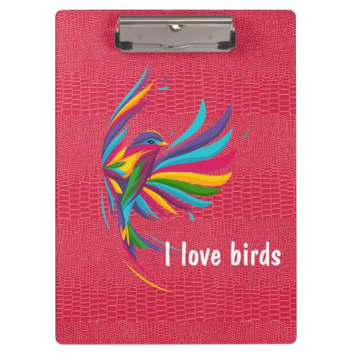 Colorful Bird With Red Reptile Skin Clipboard