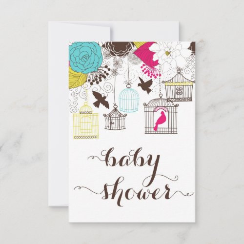 Colorful Birdcages Baby Shower Gift Registry Card