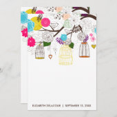 Colorful Birdcages Floral Baby Shower Invitation (Front/Back)