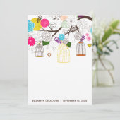 Colorful Birdcages Floral Baby Shower Invitation (Standing Front)