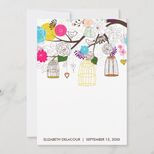 Colorful Birdcages Floral Baby Shower Invitation