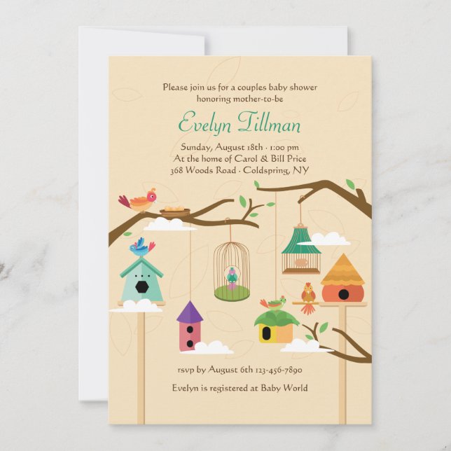 Colorful Birdhouses Invitation (Front)