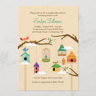 Colorful Birdhouses Invitation