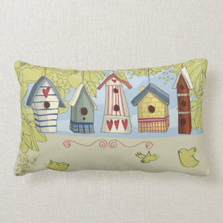 Colorful Birdhouses Lumbar or Throw Pillow