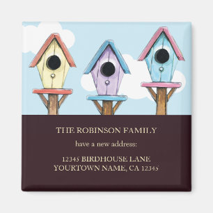 Colorful Birdhouses   New Address Keepsake Magnet