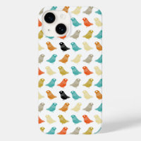 Colorful Birds Abstract Retro Pattern