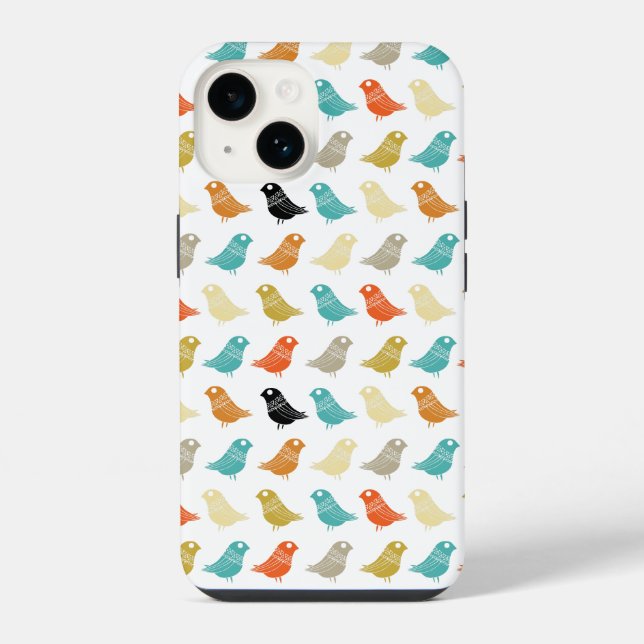 Colorful Birds Abstract Retro Pattern Iphone Case (Back)