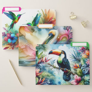 Colorful Birds Alcohol Ink File Folder