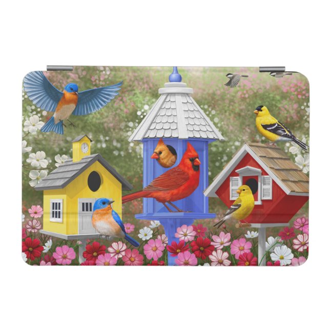 Colorful Birds and Birdhouses iPad Mini Cover (Horizontal)
