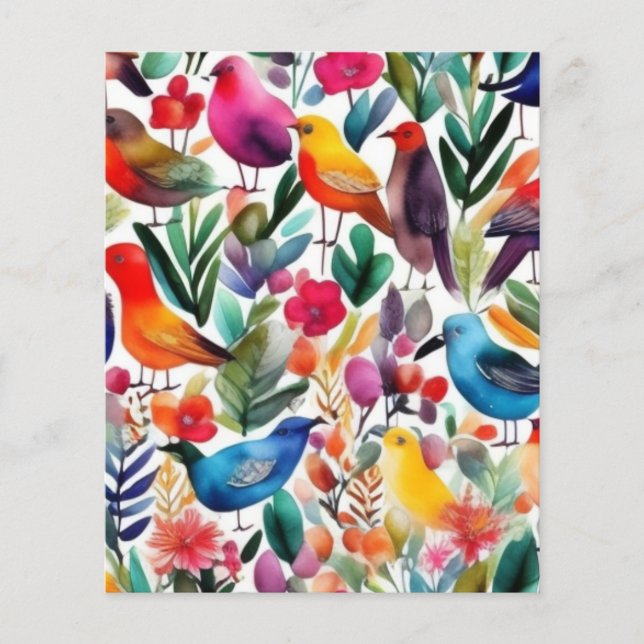 Colorful birds and flowers  (Front)