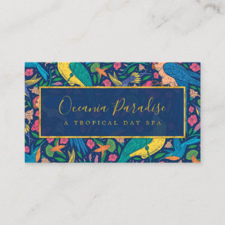 Colorful Birds and Flowers Pattern Business Card
