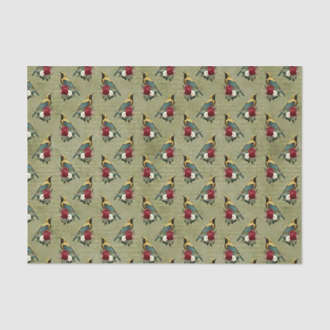 Colorful Birds and Flowers Tissue Paper (Front)