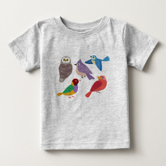 Colorful Birds Baby T-Shirt (Front)