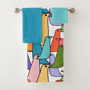 Colorful Birds  Bath Towel Set