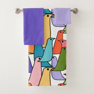 Colorful Birds Bath Towel Set