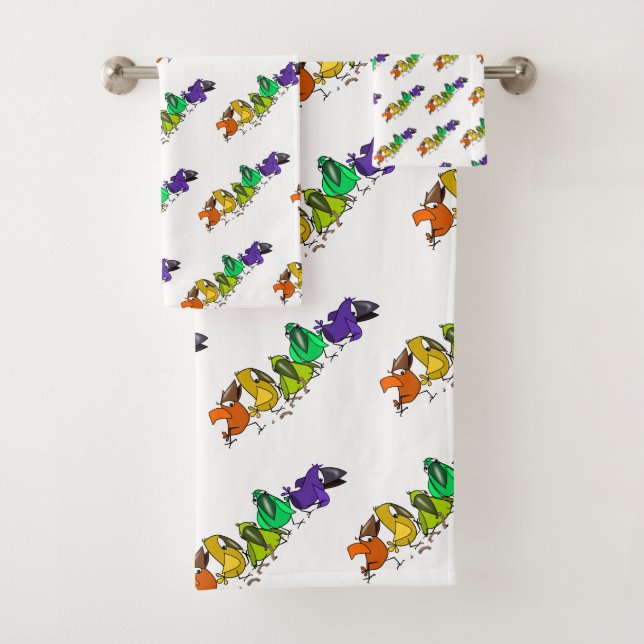 Colorful Birds Bath Towels (Insitu)