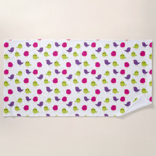 Colorful birds beach towel