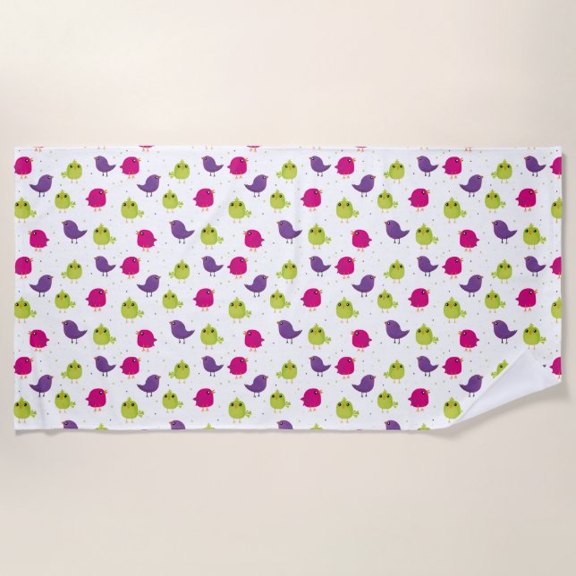 Colorful birds beach towel (Front)
