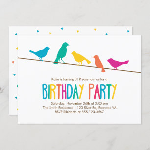 Colorful Birds Birthday Party Invitation