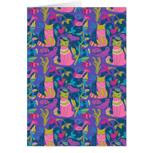 Colorful Birds Cats And Flowers Retro Pattern (Front)