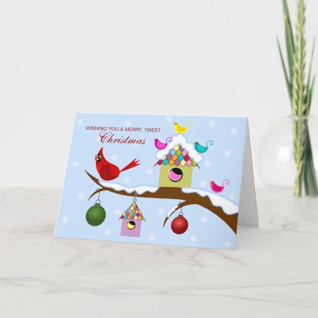 Colorful Birds Christmas Holiday Card (Front)