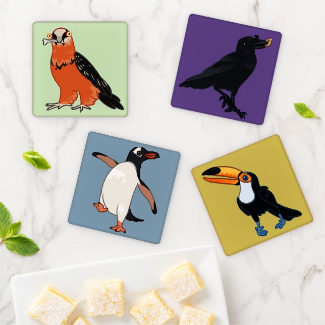 Colorful Birds Coaster Set (In Situ)