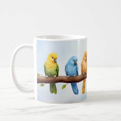 Colorful birds coffee mug