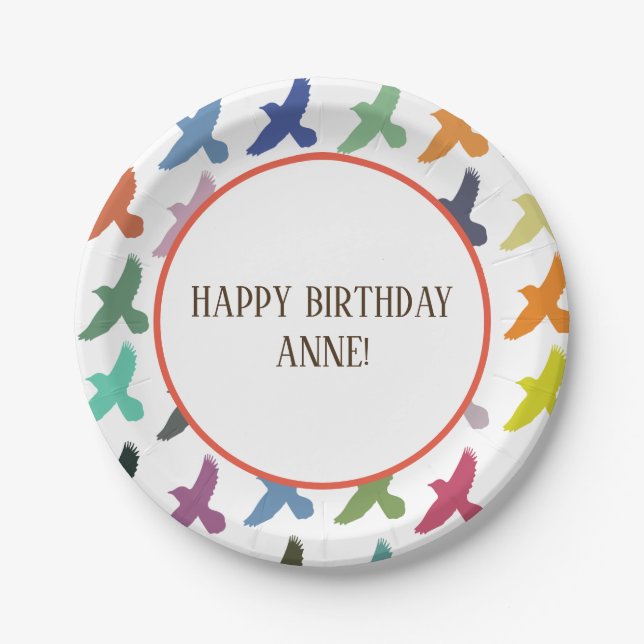 Colorful birds, Custom Paper Plates (Front)