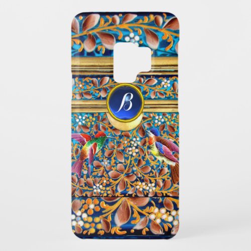 COLORFUL BIRDS FLORAL SWIRLS BLUE GEM MONOGRAM Case_Mate SAMSUNG GALAXY S9 CASE