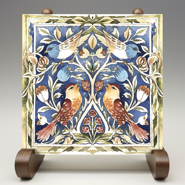 Colorful Birds & Flowers Arts and Crafts Ceramic Tile (Creator Uploaded)