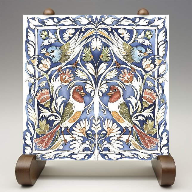 Colorful Birds & Flowers Arts and Crafts Ceramic Tile (Creator Uploaded)