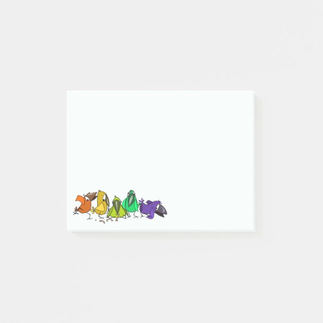 Colorful Birds Funny Post-it® Notes (Front)