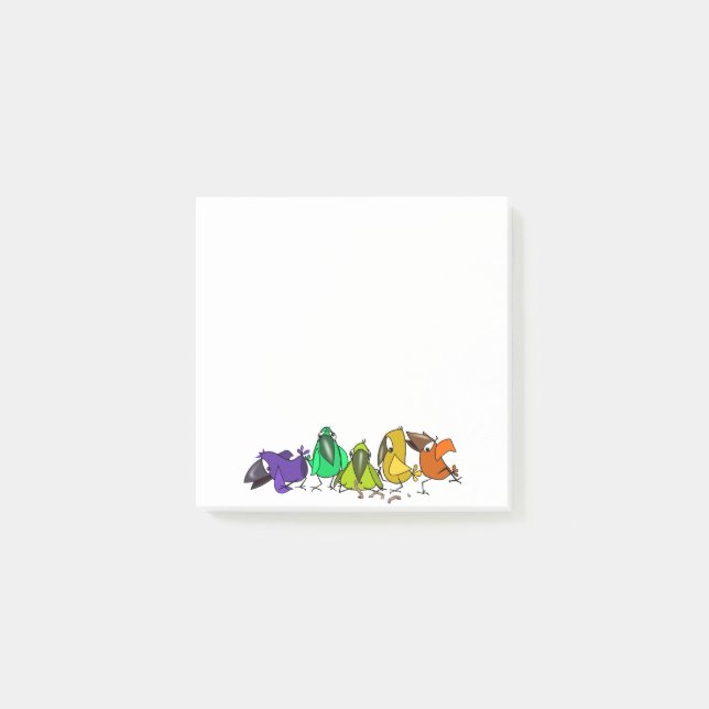 Colorful Birds Funny Post it Notes (Front)