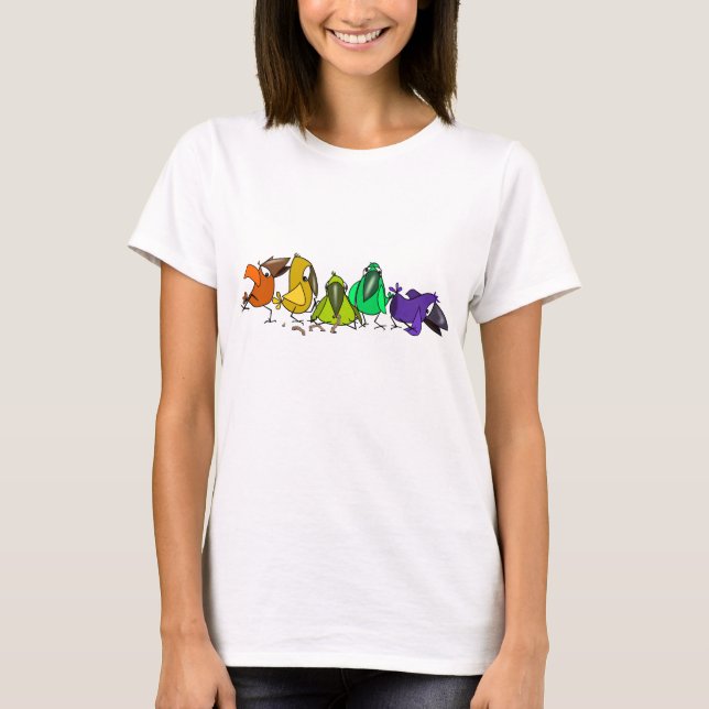Colorful Birds Funny T-Shirt (Front)