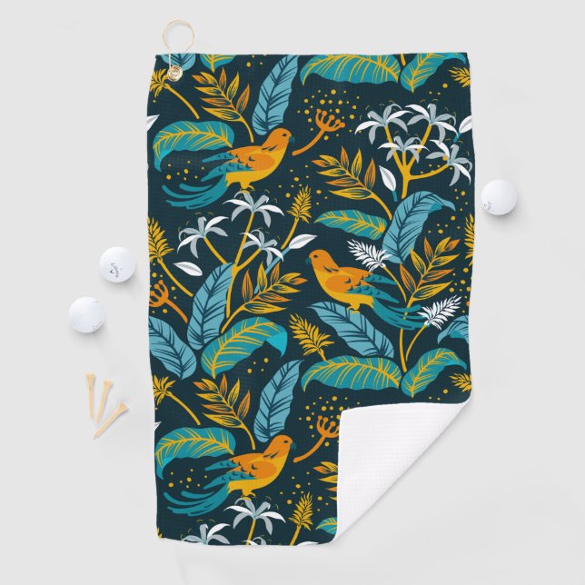 Colorful Birds in the Nature Pattern Golf Towel (InSitu)