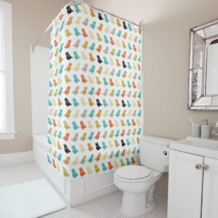 Colorful Birds Mid Century Modern Retro Shower Curtain