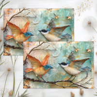 COLORFUL BIRDS MIXED MEDIA DECOUPAGE TISSUE PAPER