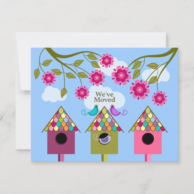 Colorful Birds Moving Announcement (Front)