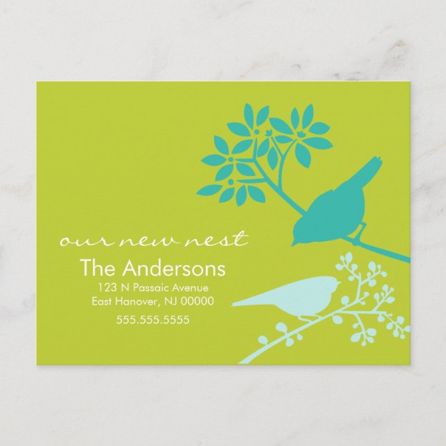Colorful Birds Moving Announcements (Front)