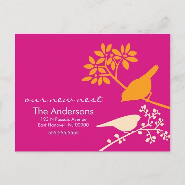 Colorful Birds Moving Announcements (Front)