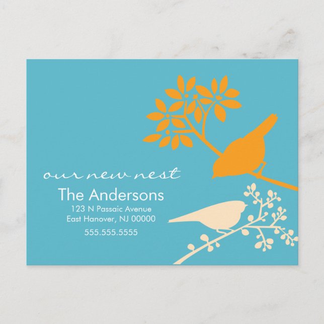 Colorful Birds Moving Announcements (Front)