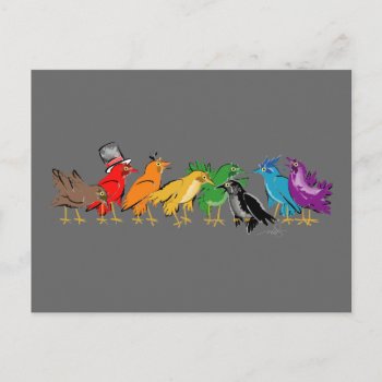 Colorful Birds Of A Feather Postcard by ArtDivination at Zazzle