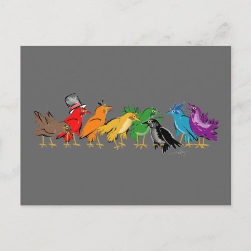 Colorful Birds of a Feather Postcard