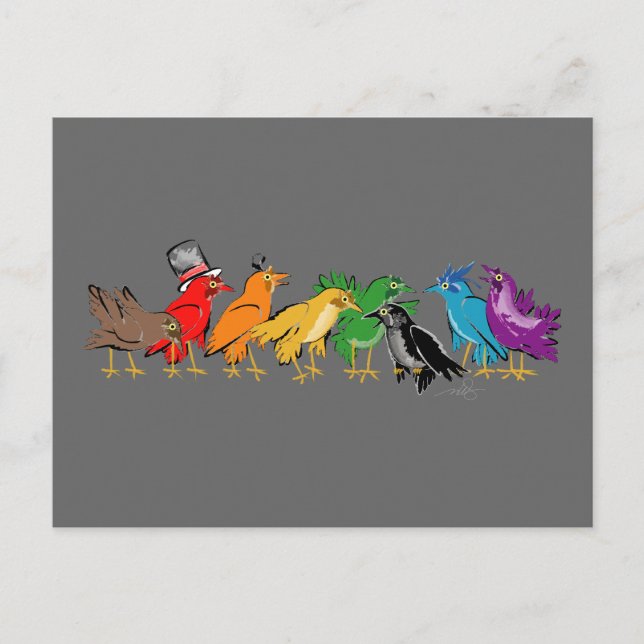 Colorful Birds of a Feather Postcard (Front)