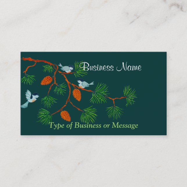 Colorful Birds on a Branch Business Card Template (Front)