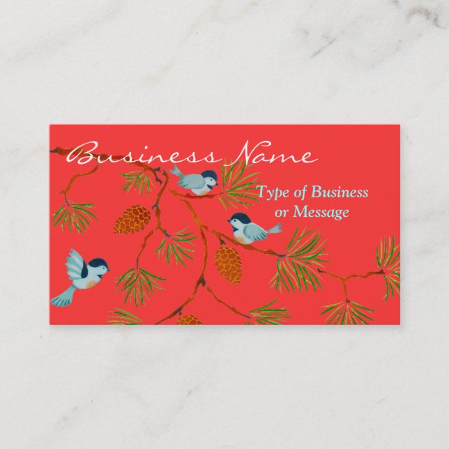 Colorful Birds on a Branch Business Card Template (Front)