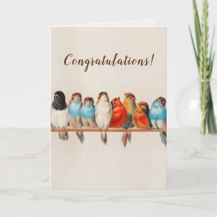 Colorful Birds on a Branch Congratulations  Card