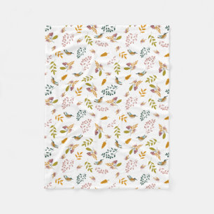 Colorful birds on a floral background fleece blanket